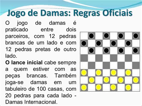 regras oficiais do jogo dama